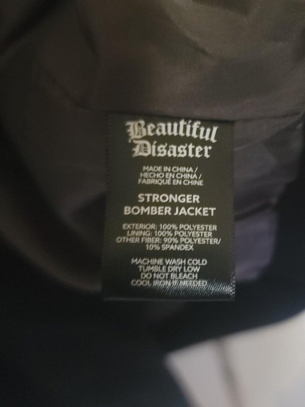 Beautiful Disaster Stronger Bomber Jacket Women's Curvy C1X Black Embroidered - Picture 10 of 12
